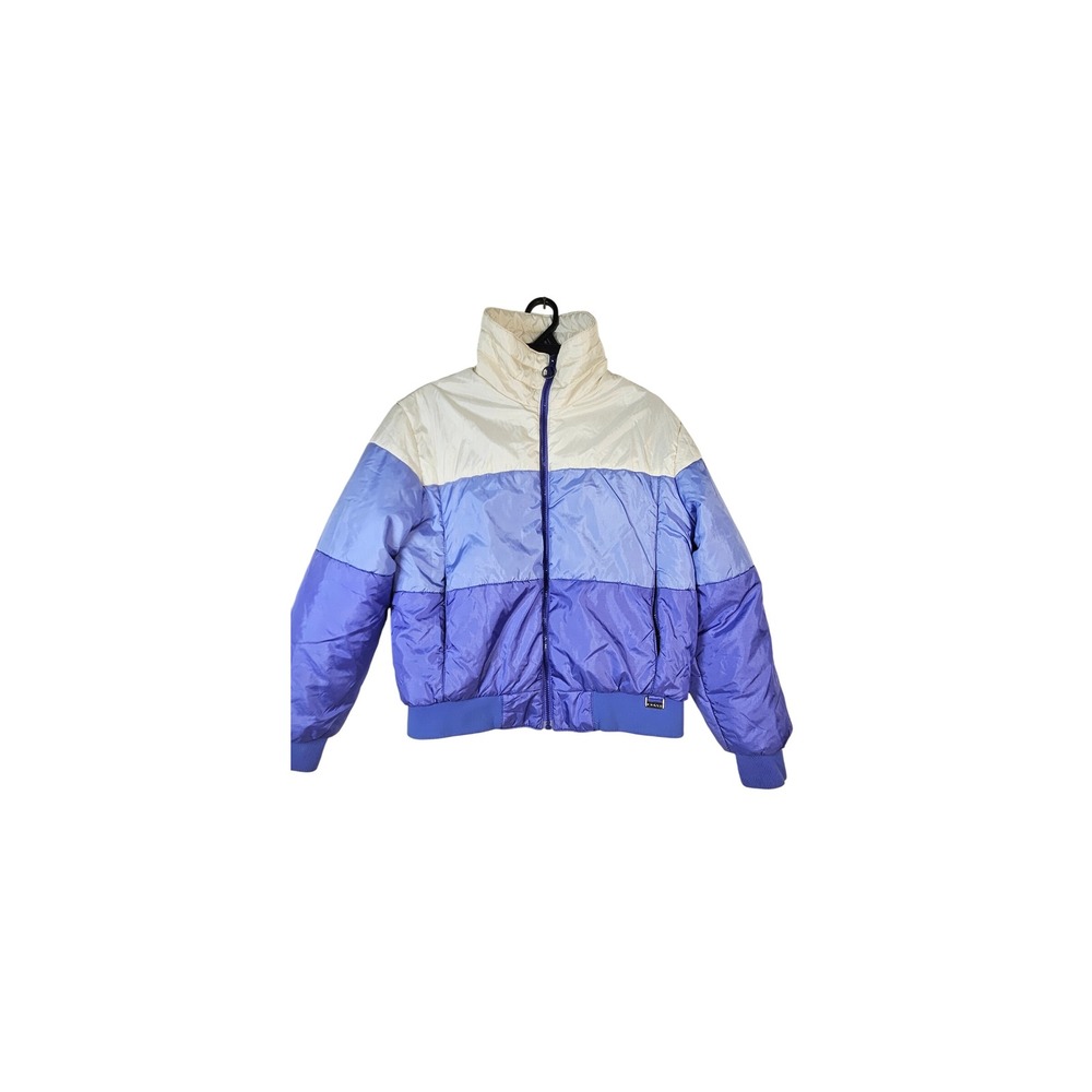 Mountain Goat White Stag Womens L Puffer Jacket Colorblock Blue Purple Vintage